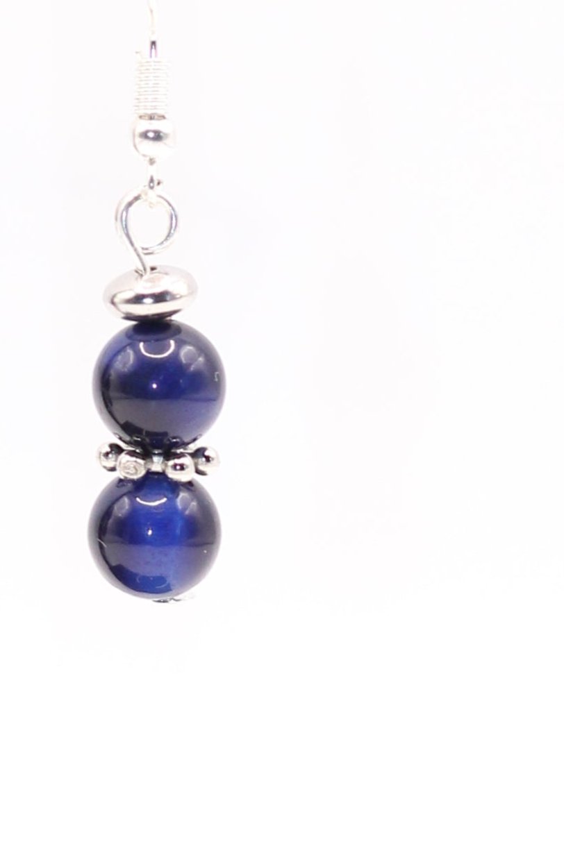 Boucles d'oreilles - Oeil de tigre bleu