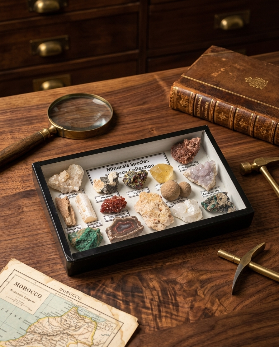 Tableau de minéraux & fossiles