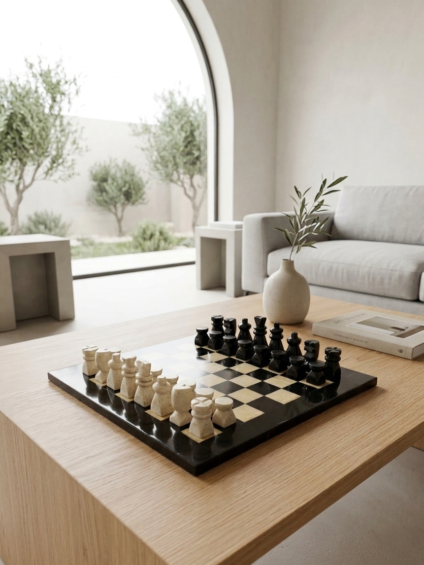 Jeu d'échecs en marbre