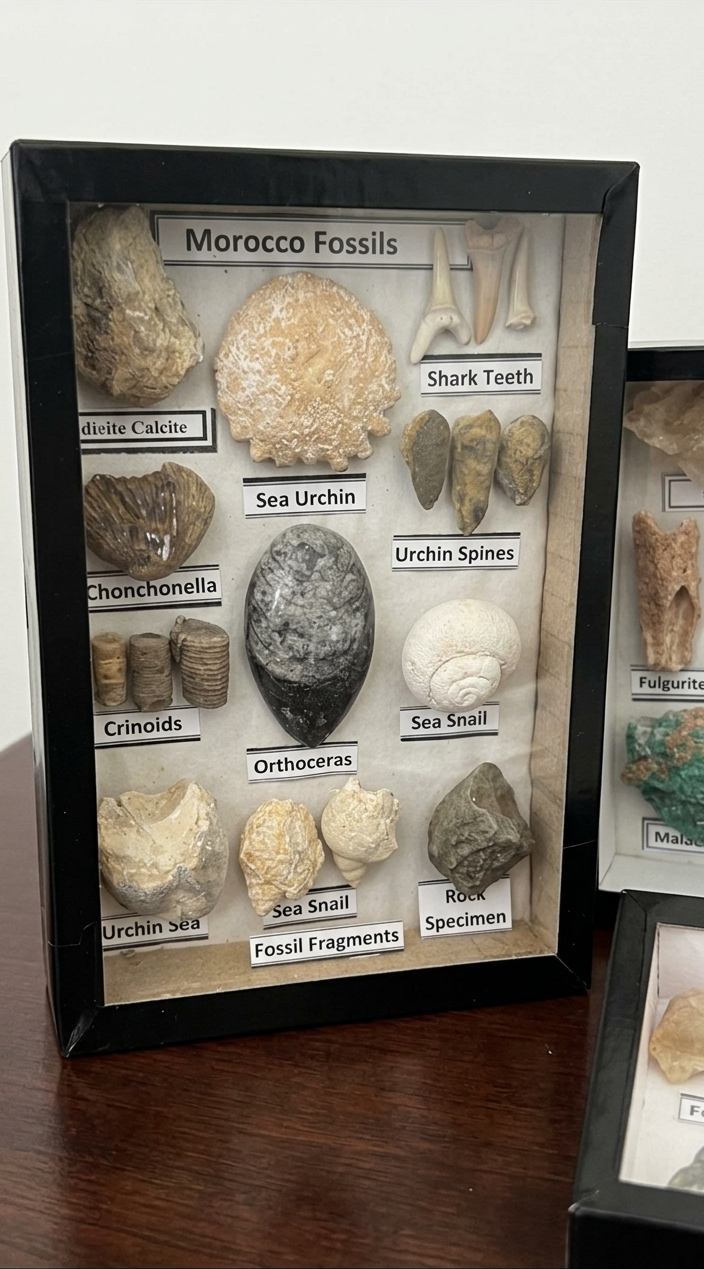 Tableau de minéraux & fossiles