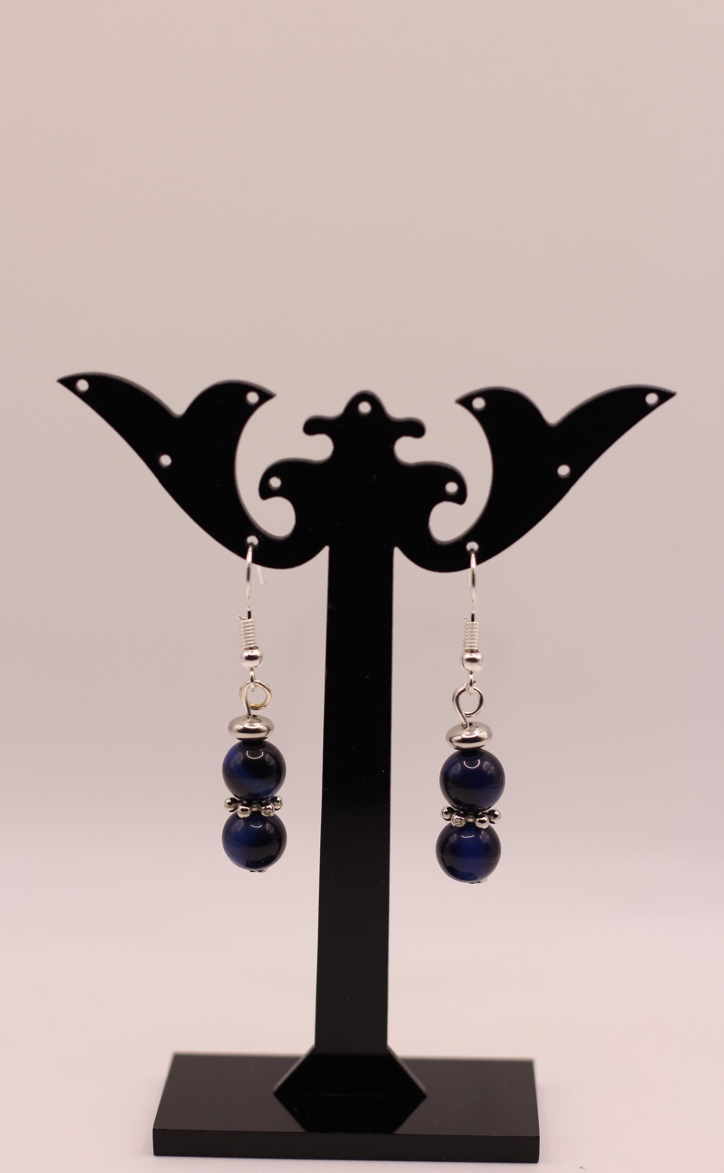 Boucles d'oreilles - Oeil de tigre bleu