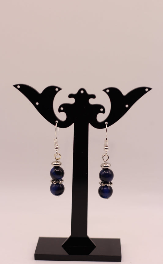 Boucles d'oreilles - Oeil de tigre bleu